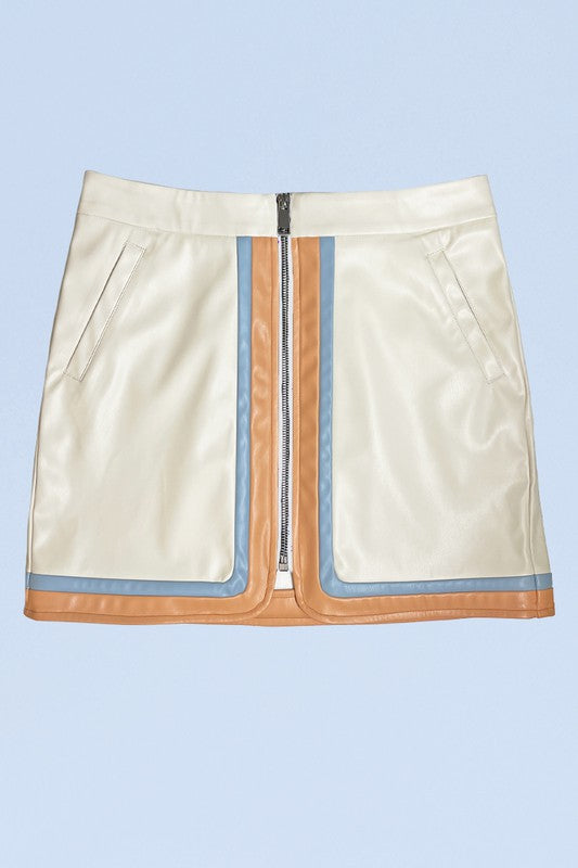 PLEATHER RETRO STRIPE SKIRT