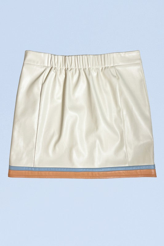 PLEATHER RETRO STRIPE SKIRT