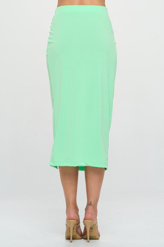 MIDI SKIRT WITH FRONT KNOT AND SLIT