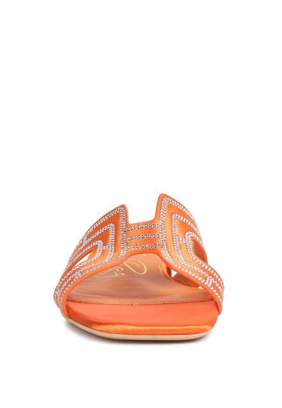 BIG MONEY LOW STACK HEEL EMBELLISHED SANDALS