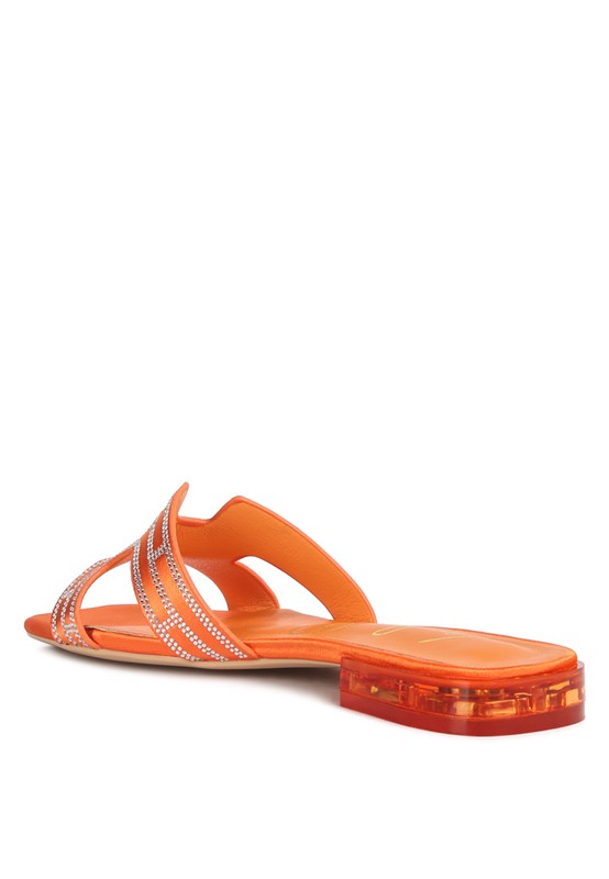 BIG MONEY LOW STACK HEEL EMBELLISHED SANDALS
