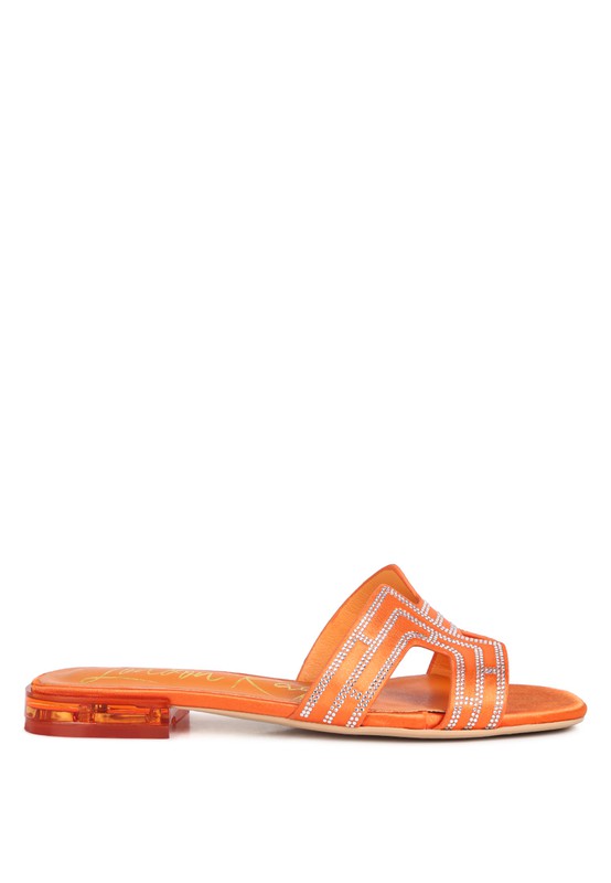 BIG MONEY LOW STACK HEEL EMBELLISHED SANDALS