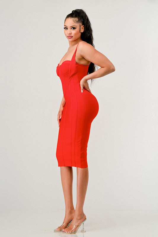 ATHINA CORSET BANDAGE MIDI DRESS