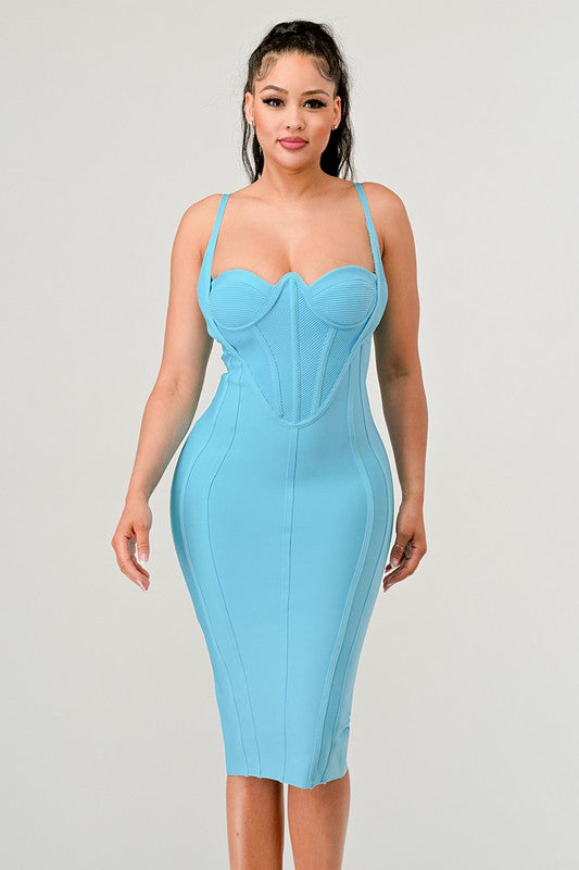 ATHINA CORSET BANDAGE MIDI DRESS