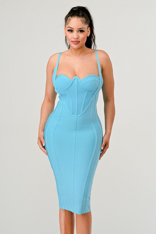 ATHINA CORSET BANDAGE MIDI DRESS