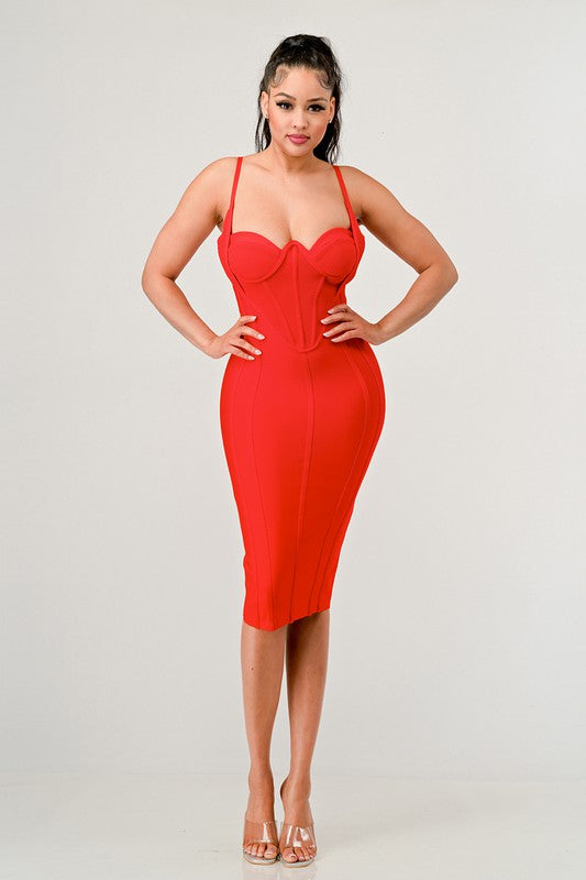 ATHINA CORSET BANDAGE MIDI DRESS
