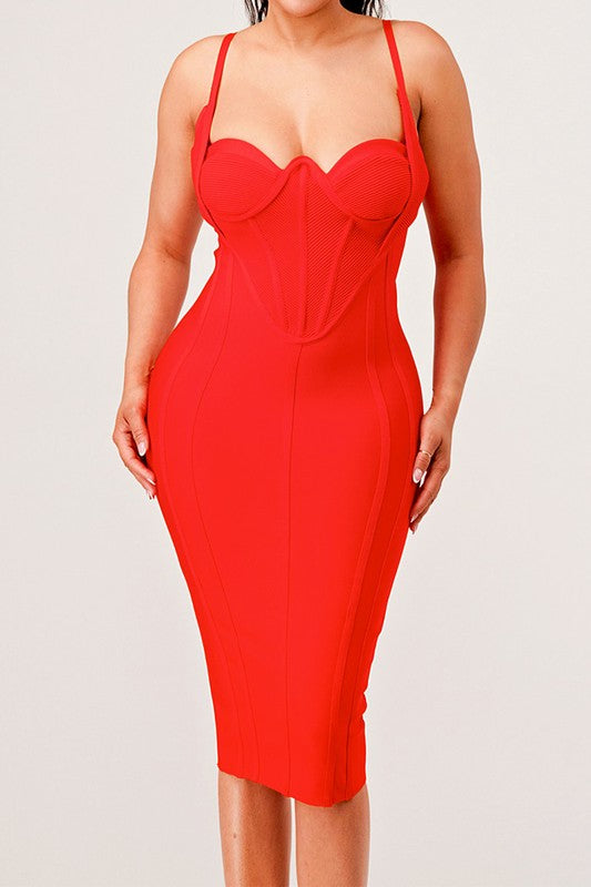 ATHINA CORSET BANDAGE MIDI DRESS