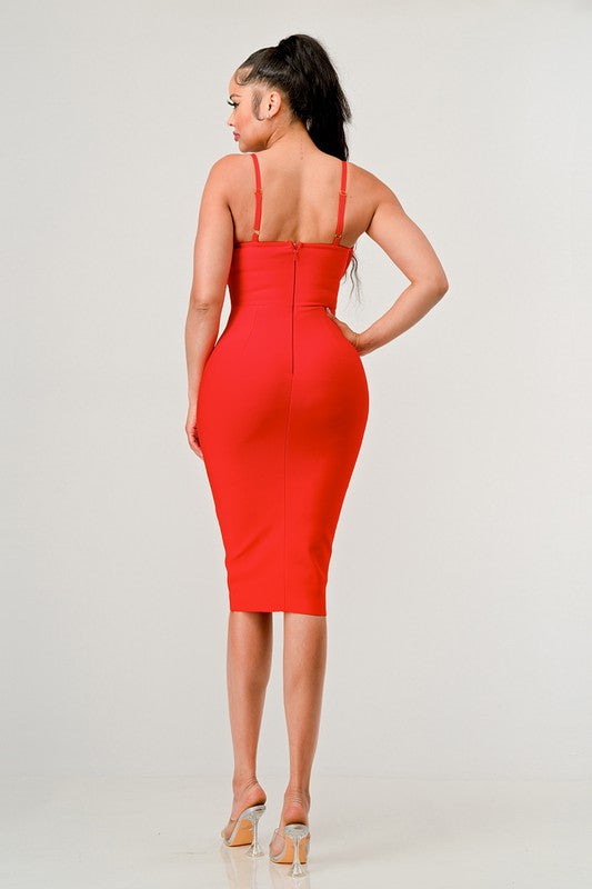 ATHINA CORSET BANDAGE MIDI DRESS