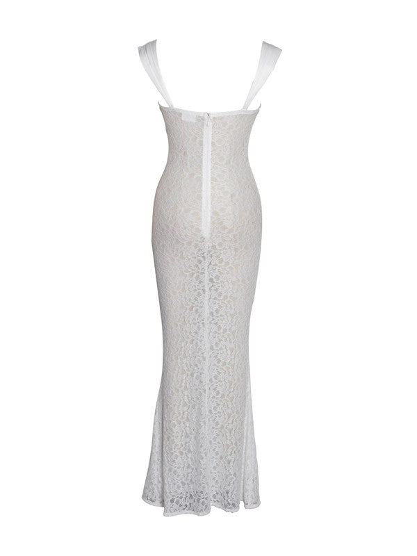 MISS CIRCLE SLEEVELESS LACE SWEETHEART CUT MAXI DRESS