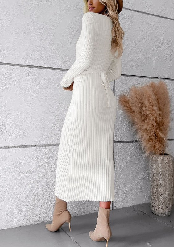 RIBBED LONG SLEEVE MAXI DRESS