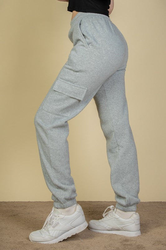 CARGO DRAWSTRING WAIST SWEATPANTS