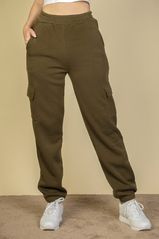 CARGO DRAWSTRING WAIST SWEATPANTS