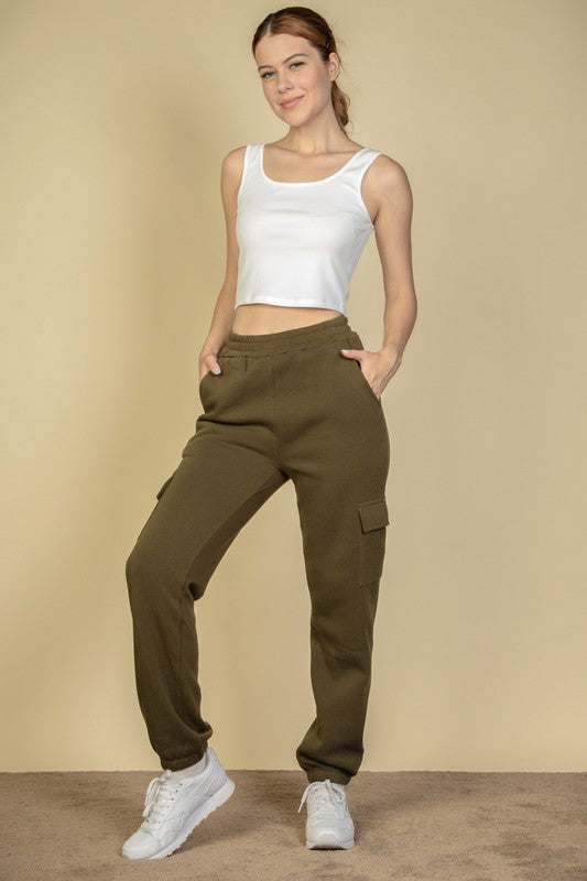 CARGO DRAWSTRING WAIST SWEATPANTS