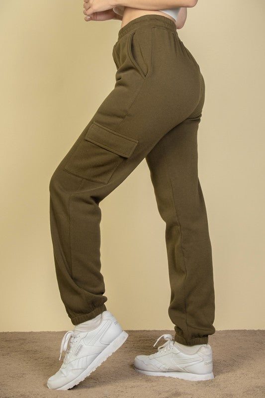 CARGO DRAWSTRING WAIST SWEATPANTS