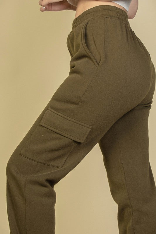 CARGO DRAWSTRING WAIST SWEATPANTS
