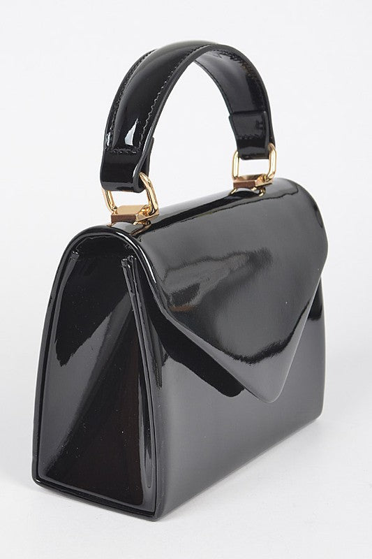 PATENT LEATHER TOP HANDLE SWING BAG
