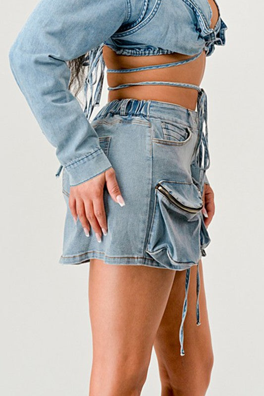 DENIM DAZE CARGO SKIRT
