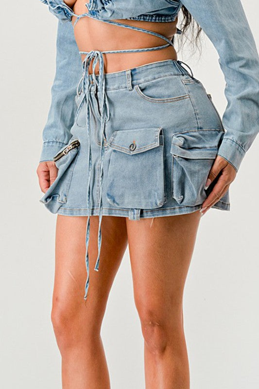 DENIM DAZE CARGO SKIRT