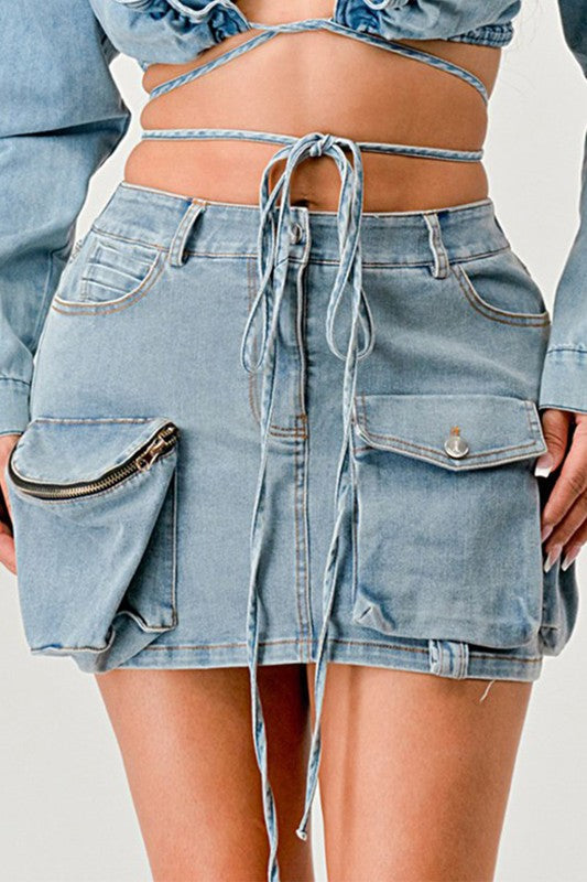 DENIM DAZE CARGO SKIRT