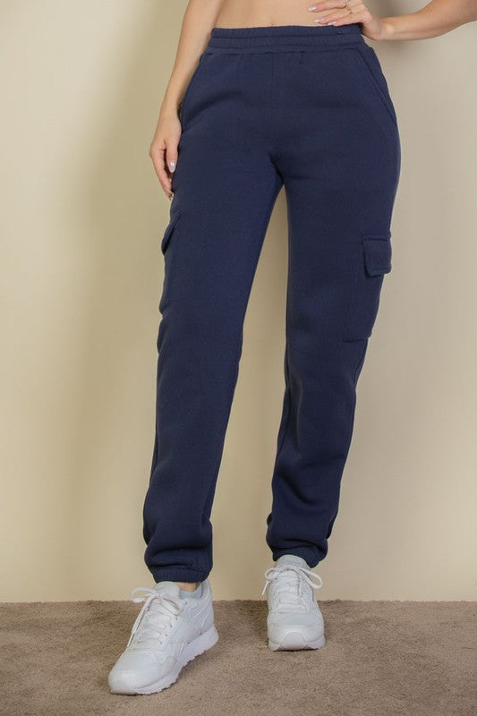 CARGO DRAWSTRING WAIST SWEATPANTS