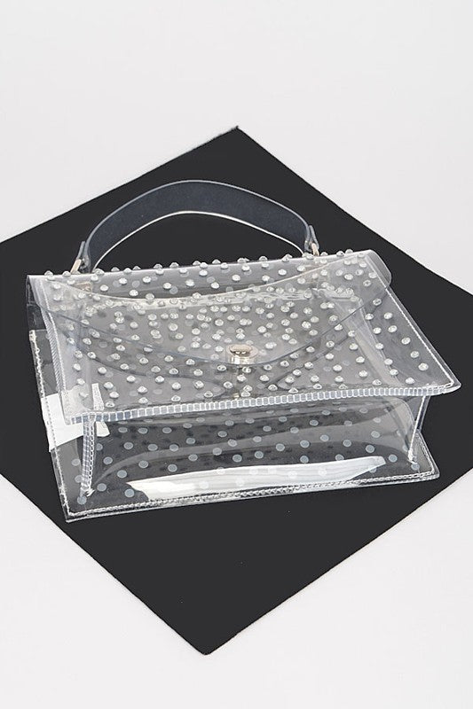 RHINESTONE CLEAR CROSSBODY BAG
