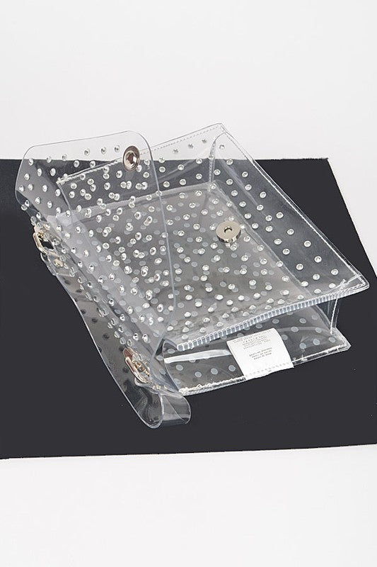 RHINESTONE CLEAR CROSSBODY BAG