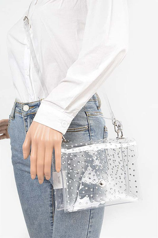RHINESTONE CLEAR CROSSBODY BAG