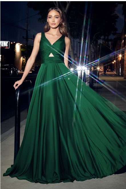 A-LINE SATIN KEYHOLE DRESS