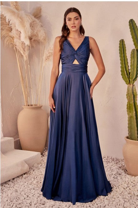 A-LINE SATIN KEYHOLE DRESS