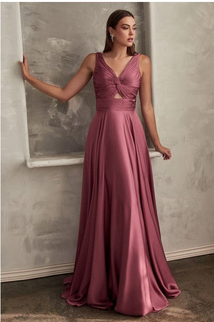 A-LINE SATIN KEYHOLE DRESS