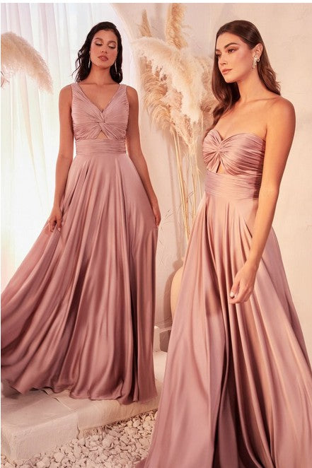 A-LINE SATIN KEYHOLE DRESS