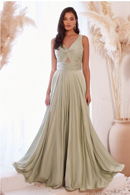 A-LINE SATIN KEYHOLE DRESS
