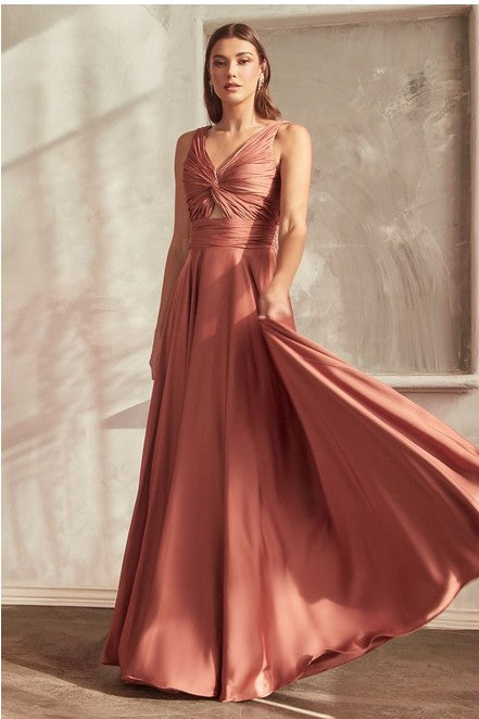 A-LINE SATIN KEYHOLE DRESS