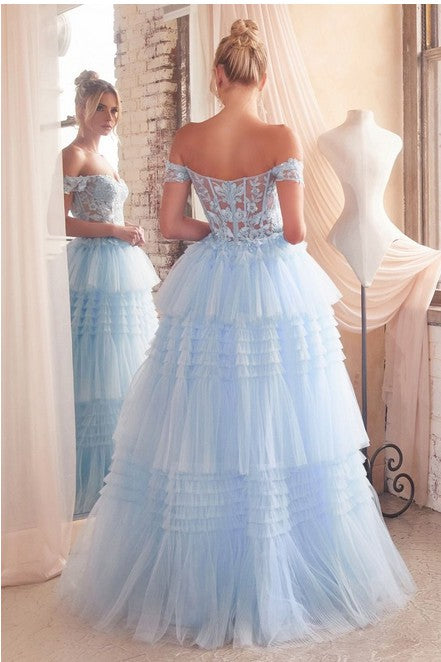 PLEATED TULLE BALL GOWN
