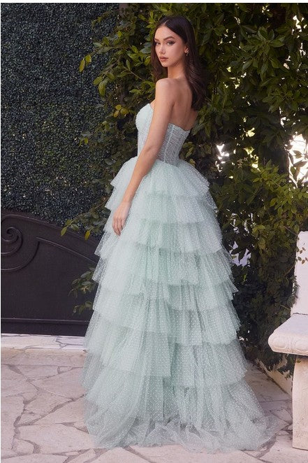 POLKA DOT STRAPLESS LAYERED DRESS