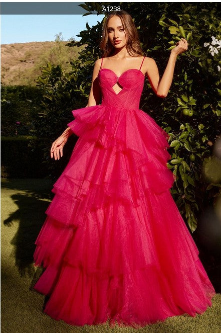 TIERED RUFFLE BALL GOWN