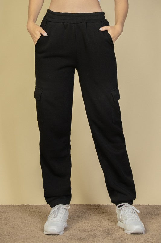 CARGO DRAWSTRING WAIST SWEATPANTS