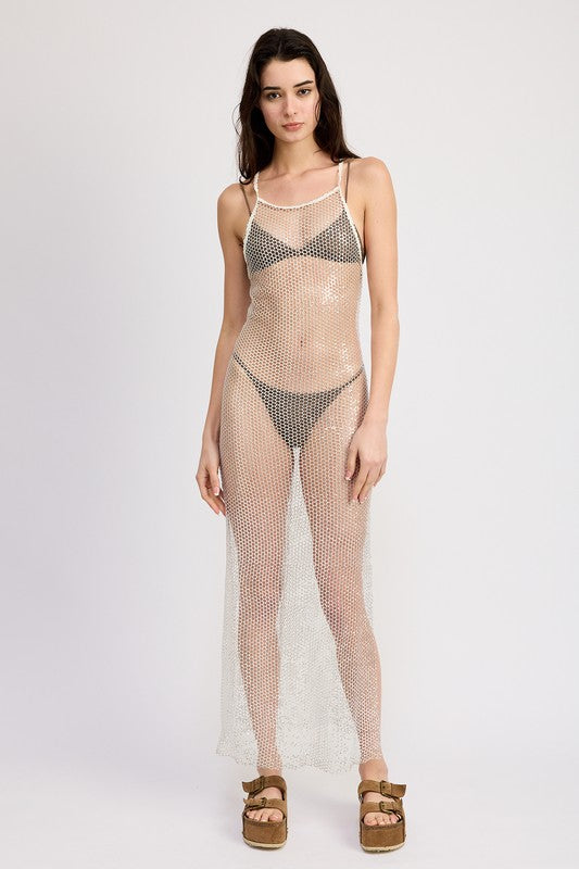 FISH NET HALTER MAXI DRESS / COVER UP