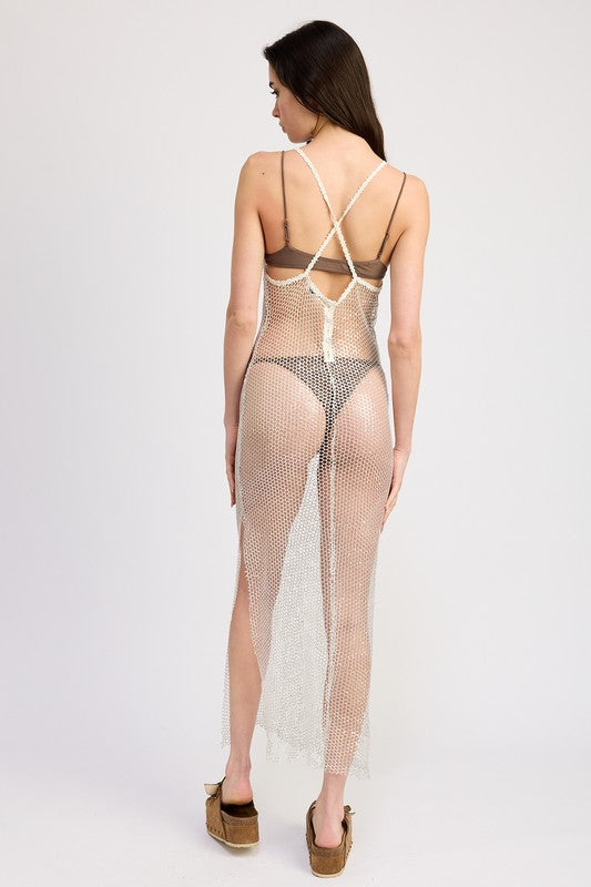 FISH NET HALTER MAXI DRESS / COVER UP