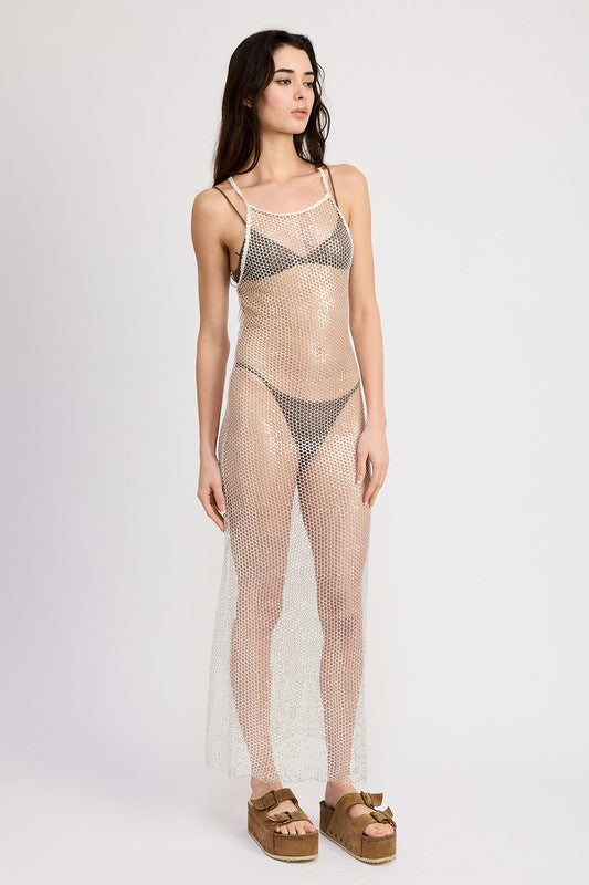 FISH NET HALTER MAXI DRESS / COVER UP