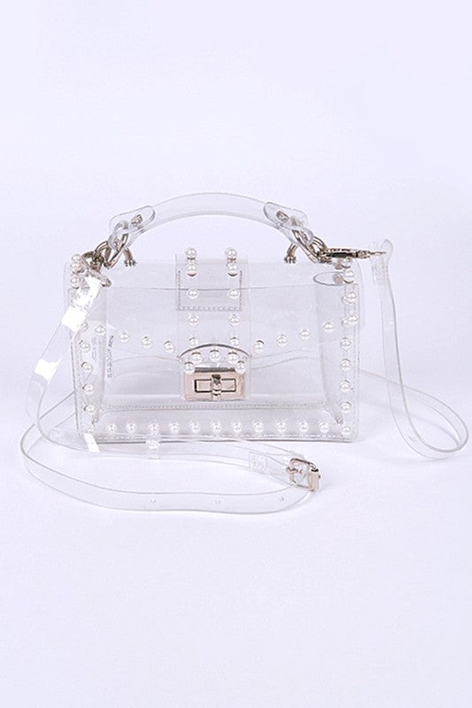 PEARL STUDS TRANSPARENT CLEAR BAG