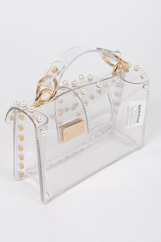 PEARL STUDS TRANSPARENT CLEAR BAG