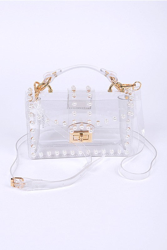 PEARL STUDS TRANSPARENT CLEAR BAG