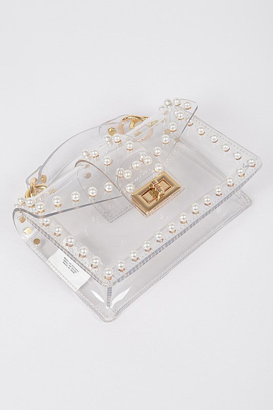 PEARL STUDS TRANSPARENT CLEAR BAG