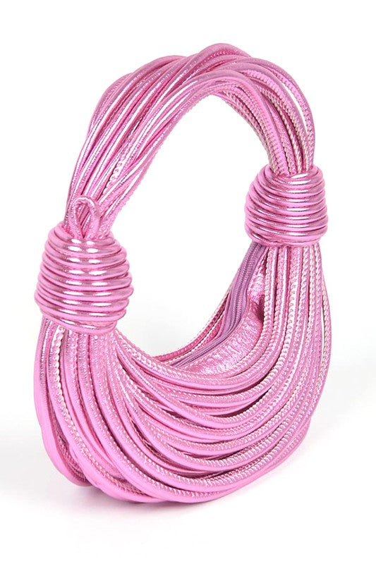 METALLIC ZILLION STRING SHOULDER CLUTCH BAG