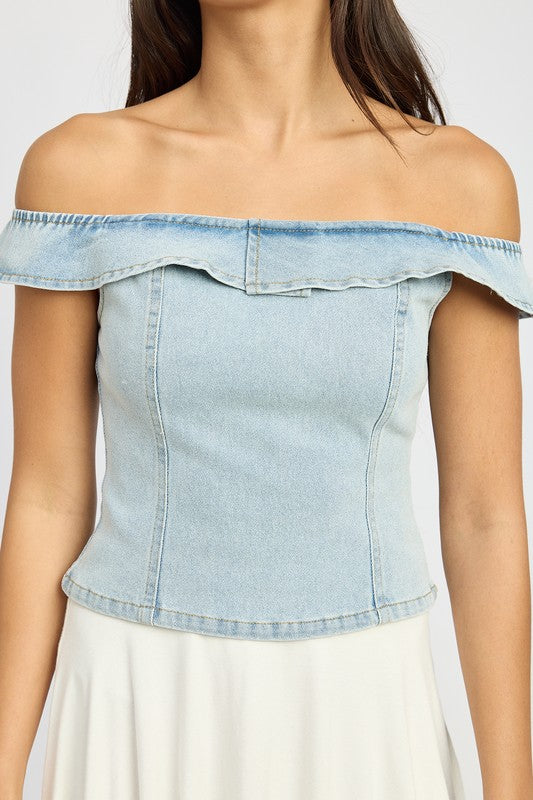 OFF THE SHOUDER BUSTIER TOP WITH BACK ZIPPER