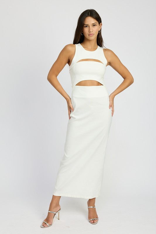 SLEEVELESS CUT OUT MAXI DRESS