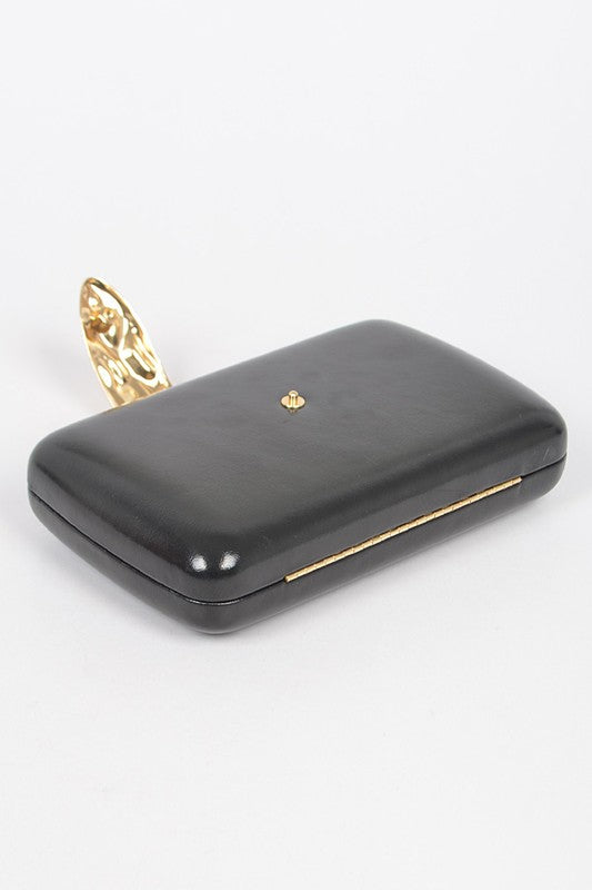 GOLD CLASP METALLIC BOX CLUTCH