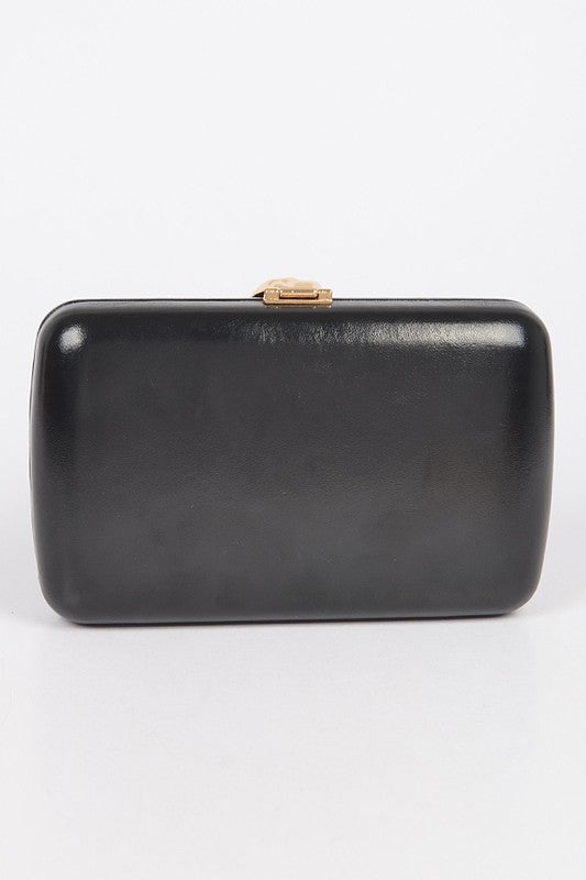 GOLD CLASP METALLIC BOX CLUTCH
