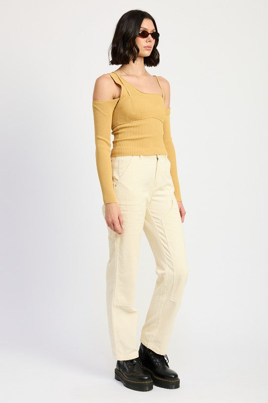 CORDUROY STRAIGHT LEG PANTS WITH POCKETS